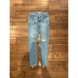 LOFT Modern‎ Skinny Ankle Jeans Ripped Distressed Denim Light Wash Size 0/25